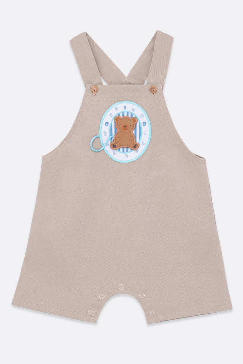 Baby Boy Brown Short Overall with Adjustable Straps