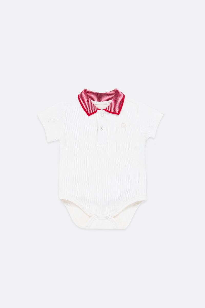 Short-sleeve polo bodysuit for baby boy