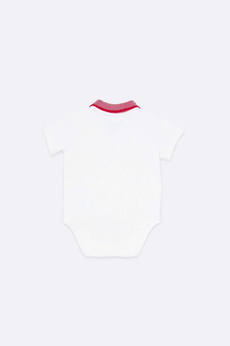 Short-sleeve polo bodysuit for baby boy