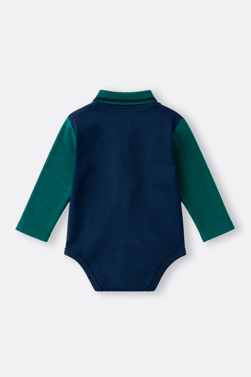 Baby boy color block polo bodysuit