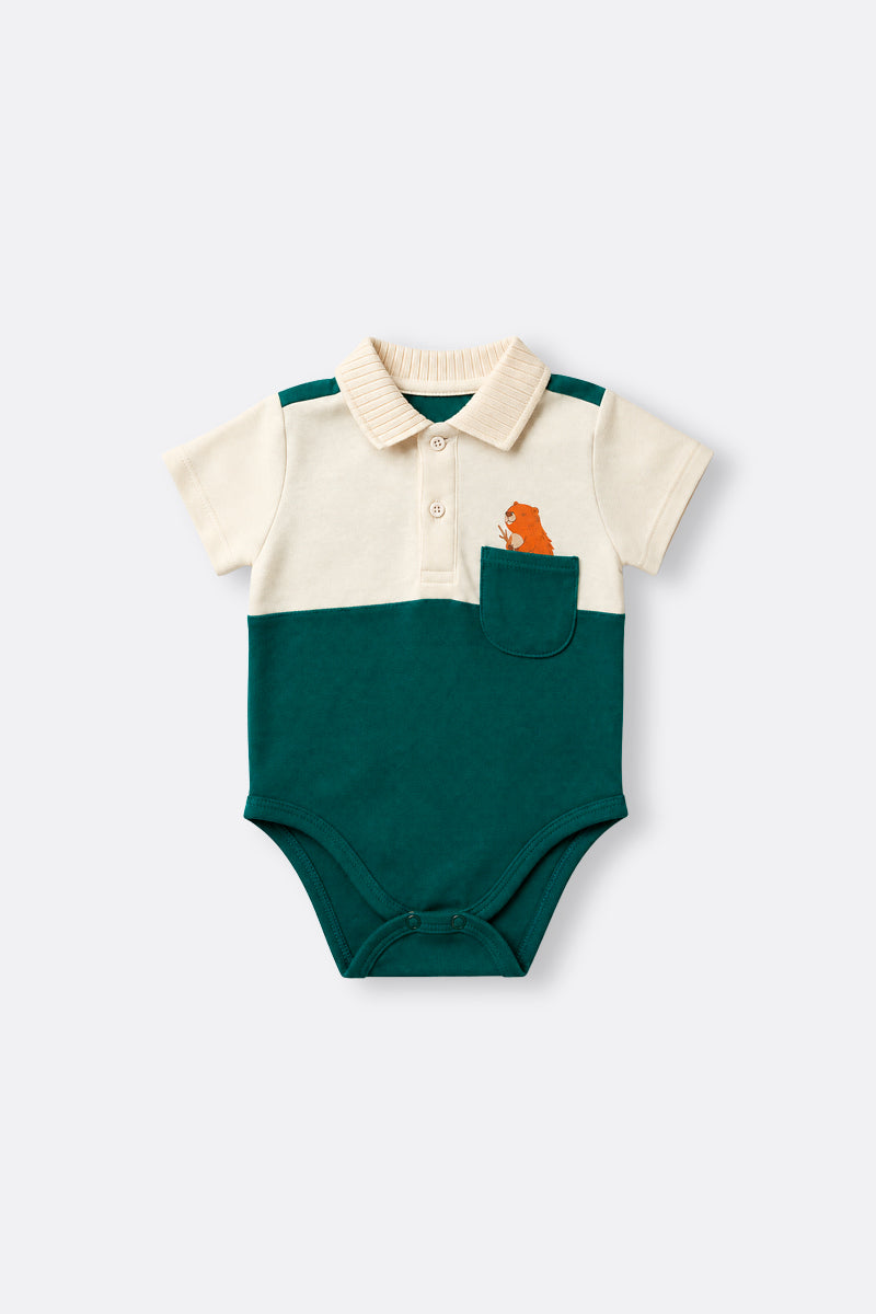 Baby boy short sleeve polo bodysuit