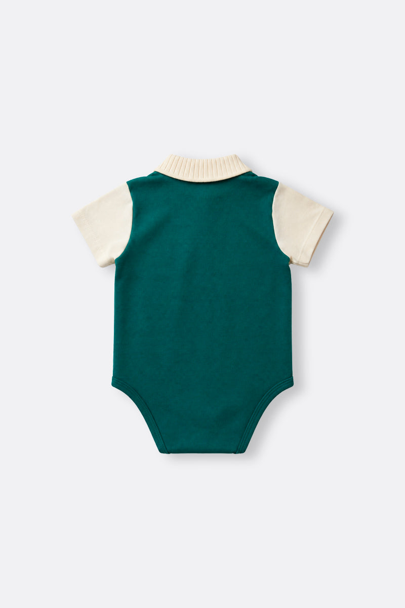 Baby boy short sleeve polo bodysuit