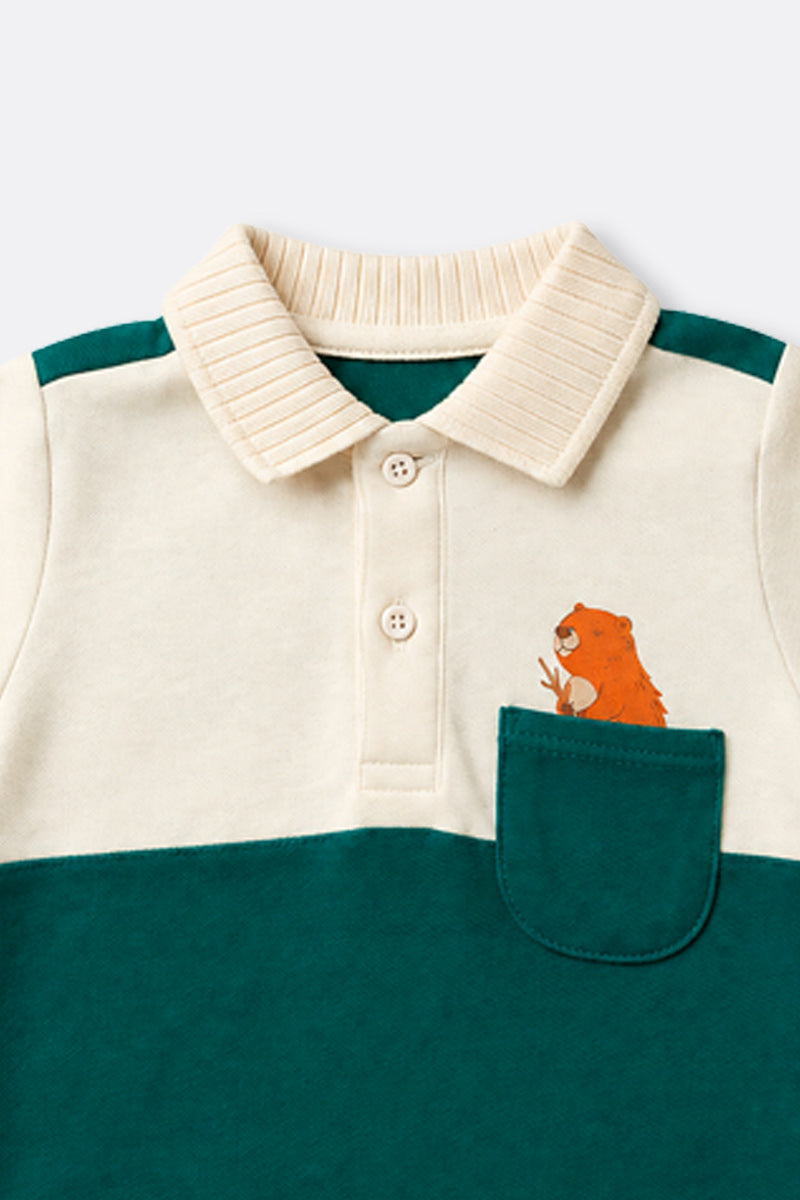 Baby boy short sleeve polo bodysuit