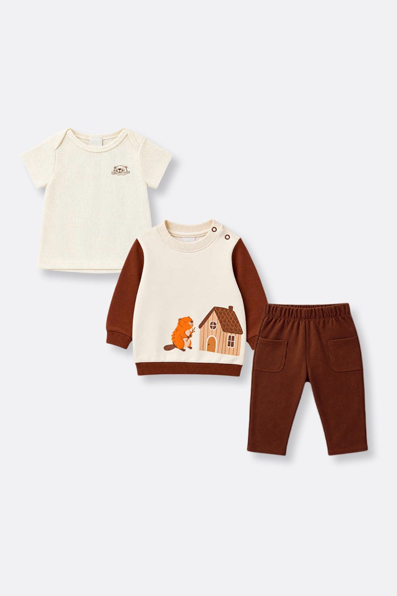 Baby boy long three-piece set