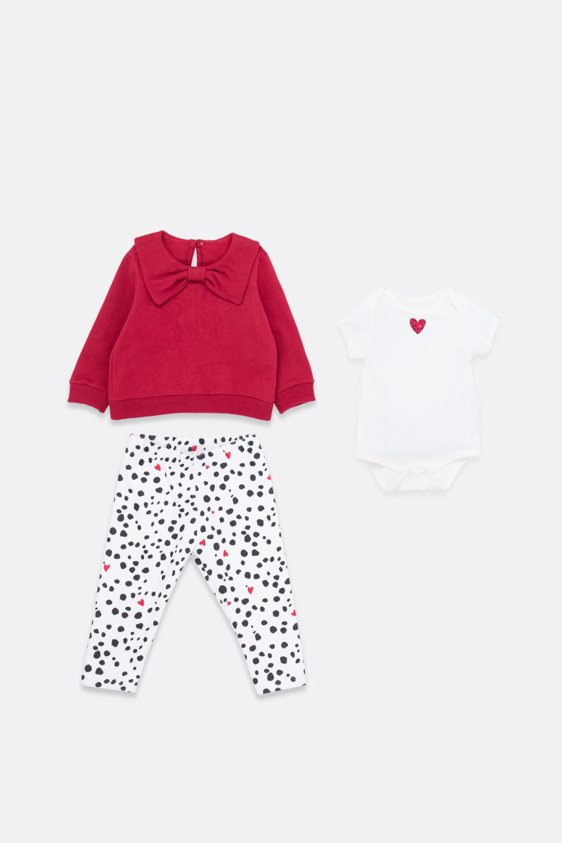 Long 3-piece set for baby girl