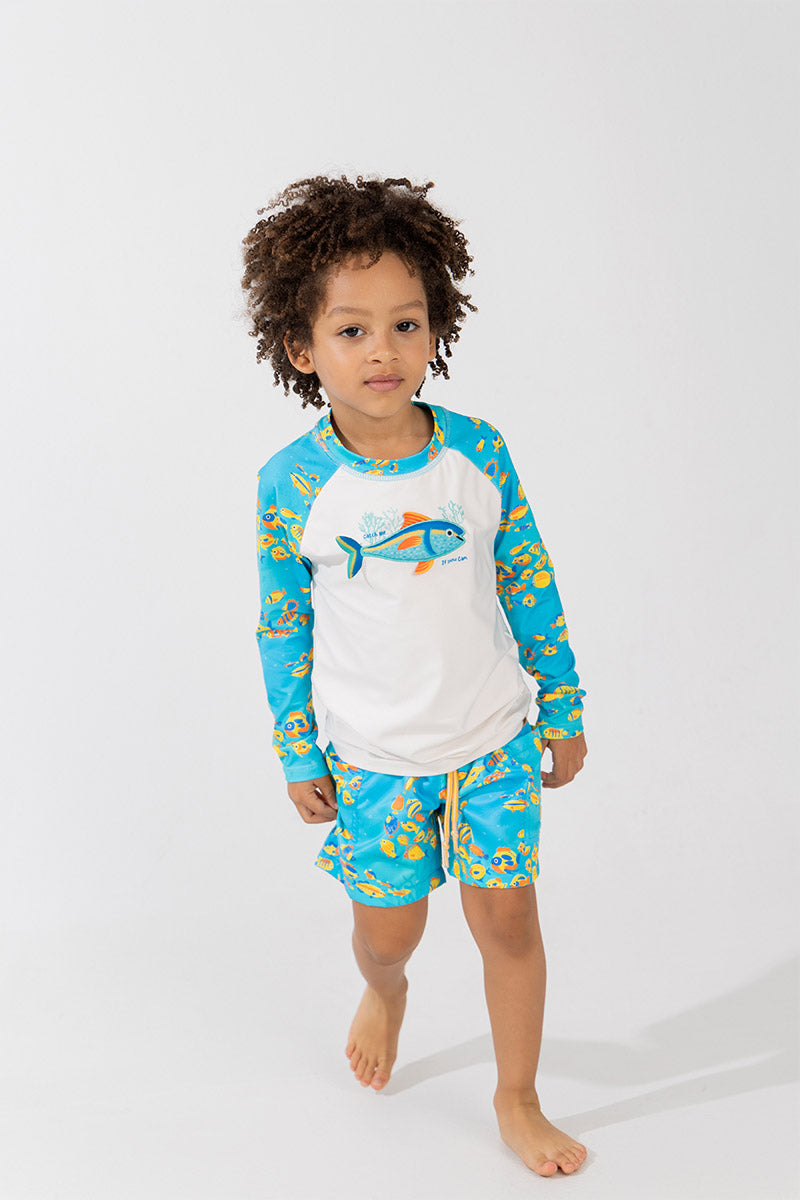 Toddler boy printed swim shorts