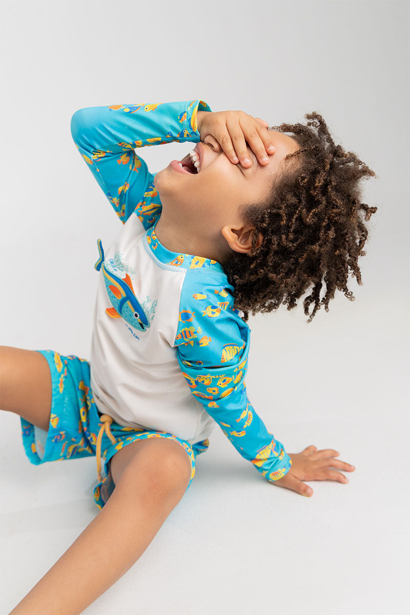 Toddler boy printed swim shorts