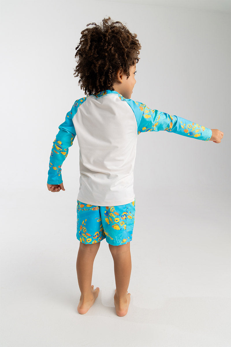 Toddler boy printed swim shorts