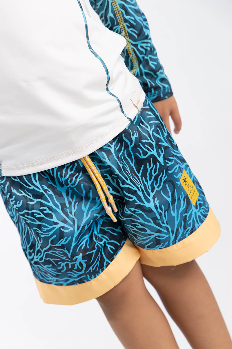 Toddler boy printed swim shorts