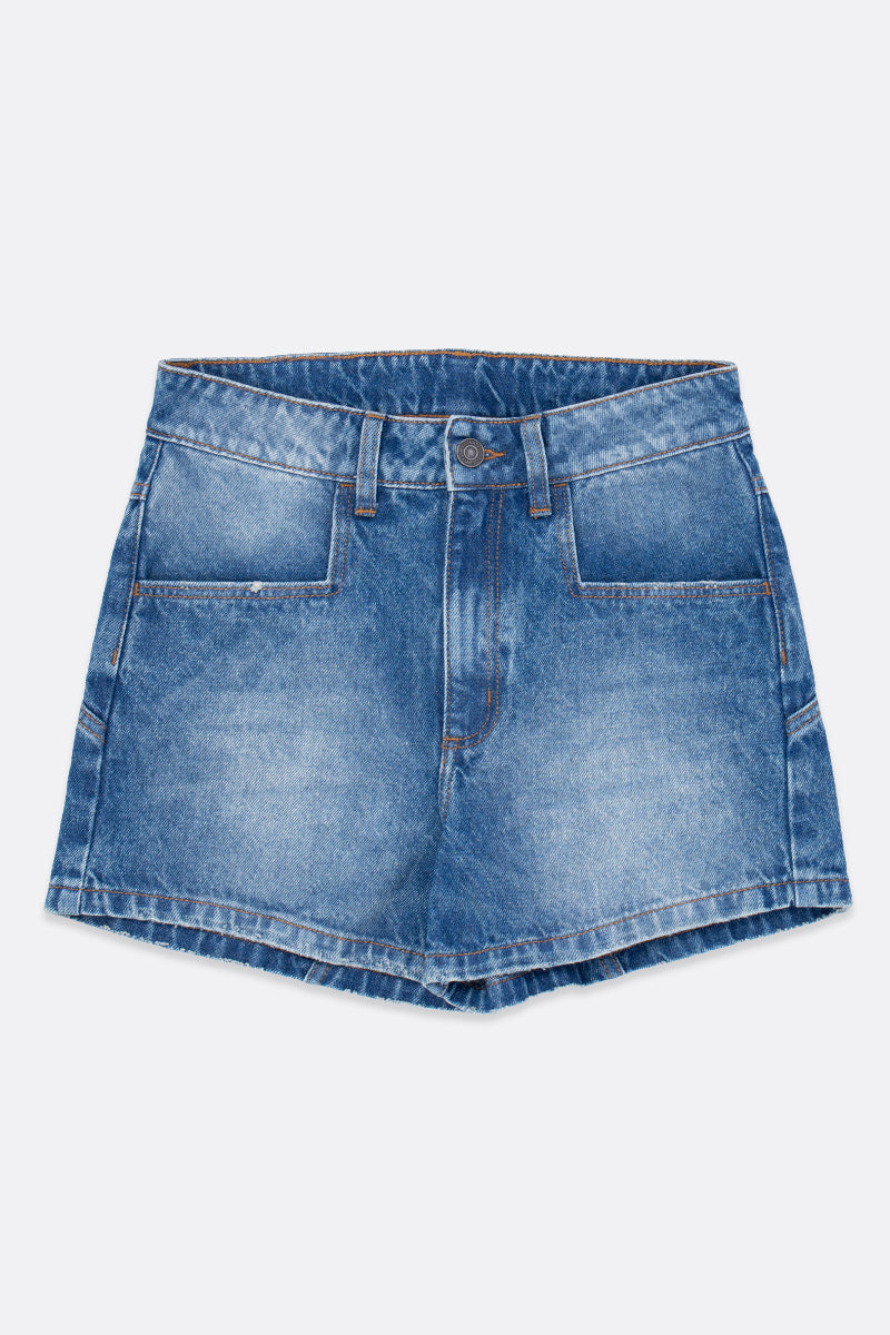 Girls Denim Shorts with Stars and Adjustable Elastic