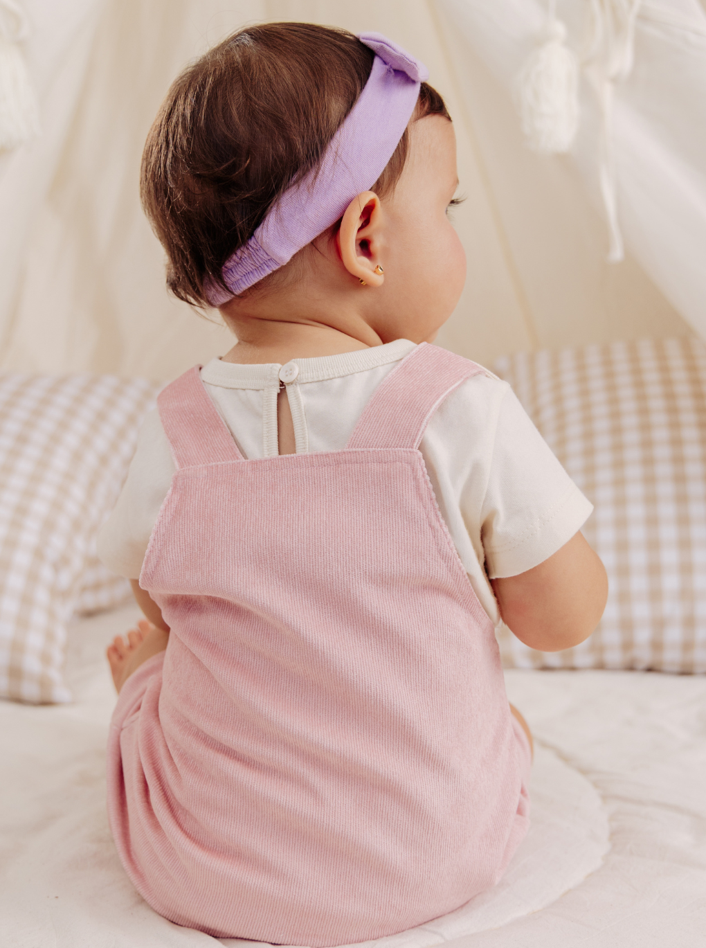 Baby Girl Pink Short Overall with Adjustable Straps